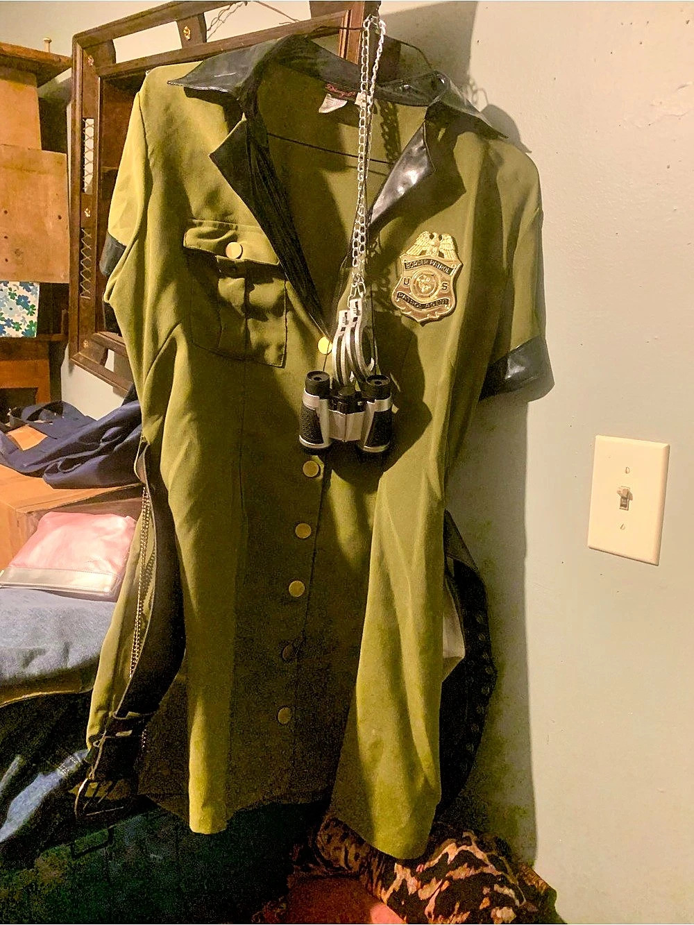 Disney U.S. Border Patrol Costume Dress Costume Mini Dress Green Black Size